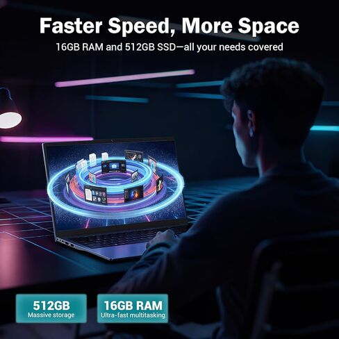 كمبيوتر محمول 15.6 فل اتش دي AMD Ryzen 5 (4C/8T)، ذاكرة وصول عشوائي 16 جيجابايت، 512 جيجابايت SSD، رسومات Radeon Vega 8، شحن سريع 65 وات، USB3.0 ونوع C، كاميرا 2.0 ميجابكسل، Windows 11، كمبيوتر محمول محمول للطلاب العمل والمكتب المنزلي in Kuwait