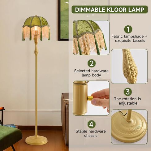 WEILASA Retro Tassel Floor lamp with Adjustable Light Simple Upright Metal Base LED Night lamp for Room in Saudi Arabia