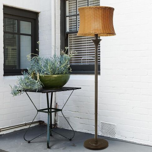 نهر السلع 59.5 "H مصباح أرضي داخلي / خارجي - مصباح أرضي قائم على شكل سلة لغرفة المعيشة وغرفة النوم والفناء - مصابيح أرضية على الطراز الساحلي - أسمر ضارب للصفرة in Kuwait