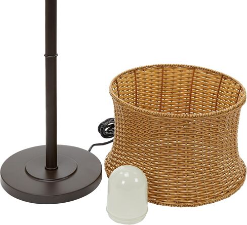 نهر السلع 59.5 "H مصباح أرضي داخلي / خارجي - مصباح أرضي قائم على شكل سلة لغرفة المعيشة وغرفة النوم والفناء - مصابيح أرضية على الطراز الساحلي - أسمر ضارب للصفرة in Kuwait