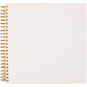 Craftelier - Ivory 8" x 8" Ivory Ring Binder for Scrapbooking and Craft Projects | 30 Ivory Sheets weighing 190 gsm | Golden Spiral Ring Binder