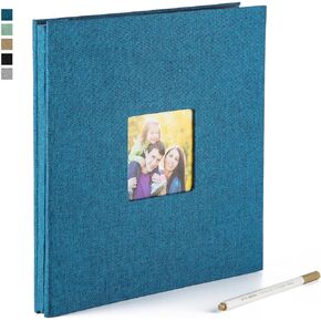 ألبوم صور Swngwuyuephoto صفحات ذاتية اللصق 3x5 4x6 5x7 6x8 8x10 غطاء كتان للصور 40 صفحة مغناطيسية فارغة DIY كتاب قصاصات الصور مع أقلام معدنية (أزرق)
