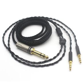 Youkamoo 1/4" 6.35mm Headphone Replacement Cable Compatible for Hifiman HE4XX, HE-400i Headphones 8 Core Braided Silver Plated Replacement Audio Upgrade Cable (Dual 3.5mm Male Version) 10 ft (3 m)