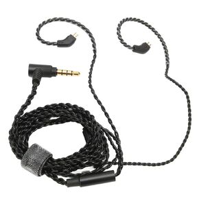 Earbuds Upgrade Cable, 2 Pin 3.5MM Gold Plated Right Angle Plug 200D Anti Elastic Wire x 4C Core Replacement Earphone Wire with Microphone