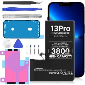 بطارية بديلة 3800 مللي أمبير في الساعة لهاتف iPhone 13 pro، ترقية بطارية بديلة عالية السعة لجهاز iPhone 13 pro (A2483 A2636 A2638 A2639 A2640) مع مجموعة أدوات بديلة احترافية in Kuwait
