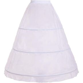 BLESSUME Victorian 3 Hoop Petticoat (White petticoat, One Size(Waist Around : About 70cm/27.6''))