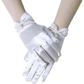 Short Satin Gloves Bridal Wrist Length Gloves Women's Gown Gloves Opera Wedding Banquet Dress Gloves
