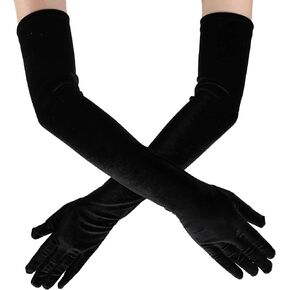 INOGIH 1920s Velvet Gloves Opera Long 20s Gatsby Flapper Gloves for Women