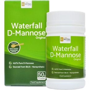 Waterfall D-Mannose Powder - 100% Pure D-Mannose Powder Naturally Sourced from Birch - Not a Blend - Free from Bulking Agent, Fillers & Cranberry - 50g / 1.76oz
