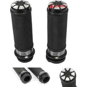Black 1" Handlebar Grips Throttle by Wire Compatible with Harley Davidson Electra Glide Standard Ultra Limited CVO CNC Aluminium with Anti-Slip Rubber 25.4mm Grips