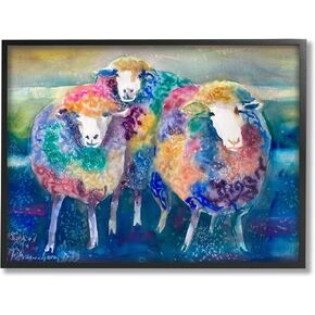 Stupell Industries Fun Cute Bold Rainbow Farm Sheep, Design by MB Cunningham, 19 x 13
