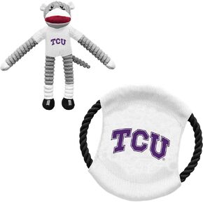 مجموعة ألعاب الحيوانات الأليفة من Littlearth للبالغين من الجنسين NCAA TCU ذات القرون والضفادع ذات القرون والقرص الطائر، لون الفريق، مقاس واحد
