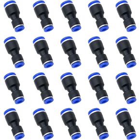 Pneumatic Push to Connect Fitting Reducing Straight Union 6mm Tube OD x 4mm Tube OD Reducer Airline Connector, Pack of 20