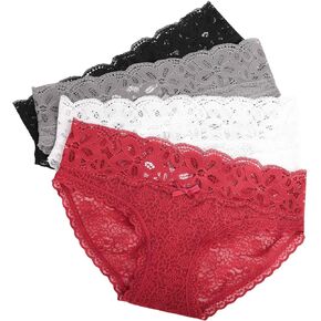 SPFAS Womens Panties Lace Sexy Underwear Seamless Hipster Panties Bikini Briefs 4 Pack
