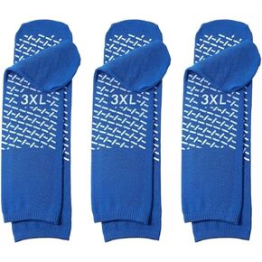 Single Tread Non-Skid XXX-Large (3XL) Bariatric Comfort Safety Socks Blue (3 Pairs)