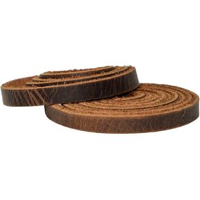 Hide & Drink, Leather Strong Strap (0.25 in.) Wide, Cord Braiding String, Medium Weight (1.8mm Thick) (48 in.) Long for Crafts/Tooling/Workshop :: Bourbon Brown