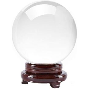 Zoogamo 3 Inch (80mm) Clear Crystal Ball with Wood Stand – K9 Glass Crystal Decorative Ball Photography Lensball, Meditation Orb & Home Decor for Feng Shui with Gift Box