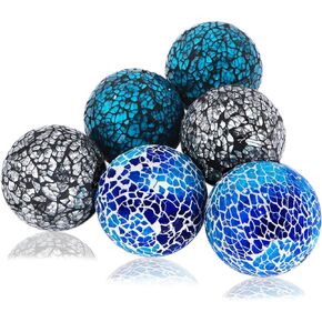 Kunjocy 6 Pieces Decorative Glass Balls 2.4" Small Mosaic Sphere Decorative Orbs Centerpiece Balls for Bowls, Vases, Dining Table Decor, Diameter 2.4 Inches (A, 6)