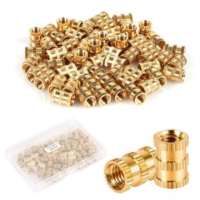 60pcs M5 3D Printing Threaded Insert, M5x10x7mm Femeal Knurled Brass Nuts Internal Thread Heat Embedment Nut for 3D Printer Parts Plastic Shell