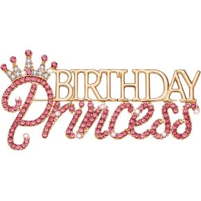 Birthday Brooch Pin for Women Metal Pin Rhinestone Queen Crown Brooch Pins for Women Girls Round Buckle Brooch for Wedding Party Birthday