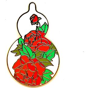 Chinese Style Peony Gourd Pin - Cooperation Series - Enamel Lapel Pin - Plated Badge for Clothing, Bags, and Lanyards