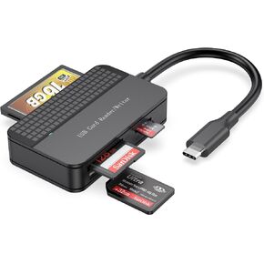 قارئ بطاقات USB C، FEMORO CF SD TF MS قارئ بطاقات 4 في 1 قراءة متزامنة، USB نوع C فلاش مدمج قارئ بطاقات ذاكرة متعددة محول OTG للكمبيوتر iPhone 15 Mac Android iPad Camera Laptop PC in Kuwait