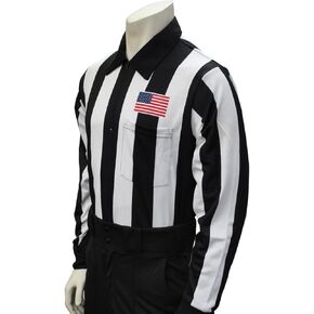Smitty Men's Long Sleeve Football Referee Shirt with 2 1/4 inch Stripes & USA Flag