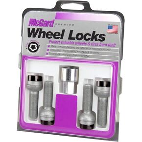 McGard 28317 Black Bolt Style Radius Seat Lock Set (M14 x 1.5 Thread Size) - Set of 4 Locks and 1 Key