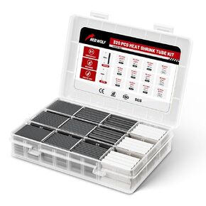 RED WOLF 320 PCS Heat Shrink Tubing 3:1 Ratio Adhesive Lined, Marine Grade Shrink Wrap for Electrical Cable Wire Wrap Connection Insulation Waterproof Black & White