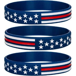 Sainstone Power of Faith Silicone Bracelets with American Flag Blue, Rubber Thin Red Line Wristbands Band Gifts for Men Women, Teens for American Patriots, Army and Sport Fans in Kuwait
