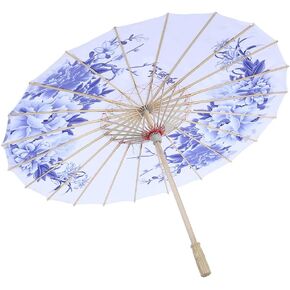 Haofy Japanese Umbrella Flower Pattern Oiled Paper Umbrella Art Decor Windproof Chinese Classical Dance Umbrella for Photography Cosplay Costumes Dance Perform Wedding Prop