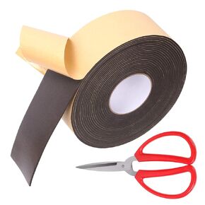 Glarks 1 Roll Self Adhesive Foam Insulation Tape with Scissors, 3" W x 1/8" T x 32.8' L High Density Shock-Absorbing Sound Proof Seal Strip Waterproof Weather Stripping Foam Tape for Door and Window