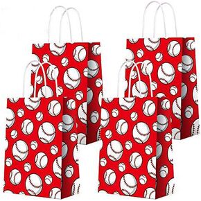 16 PCS Baseball Party Gift Bags for Baseball Party Supplies Birthday Decor Decorations Party Favor Goody Treat Candy Bag Baseball Pattern Gift Bag, Birthday Party Supplies for Kid Adult