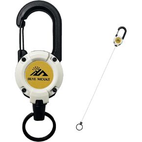 Retractable Keychain Heavy Duty 2Pack, Multitool Carabiner Badge Holder, Retractable Keychain Clip Id Holder, Upgraded 58cm Stainless Steel Cord Black