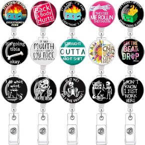 15 Pack Retractable Id Badge Clip Nurse Badge Holder Id Card Holder Retractable Badge Holders Retractable Cute Retractable Badge Reel Id Badge Clip Cute Badge Reels Retractable (Daisy Marble Puppy)