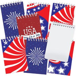 ArtCreativity Mini Patriotic Notepads, Pack of 12, Small Red, White, and Blue Notebooks with Assorted Patriotic Designs, Party Favors for July 4th, Memorial and Veterans Day