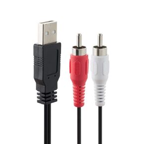 Herfair USB to 2RCA Cable 5FT USB 2.0 A Male to 2 RCA Male Adapter Cord Left/Right Channels Splitter Wire Audio Composite Lead (USB to R/W RCA, Only for RCA Devices with Coding Function)