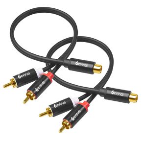 Devinal RCA Y Adapter 1 Feamle to 2 Male RCA Splitter, subwoofer Splitter Cable Gold Plated 10 inch
