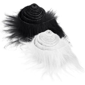 Lusofie 2Pcs Shaggy Plush Faux Fur Fabric Precut Strips 2x60inch Fur Fluffy Fuzzy Craft Fur for Gnomes Beard Santa Claus Hair Dwarf Cosplay Costume DIY Christmas Decoration (White&Black)