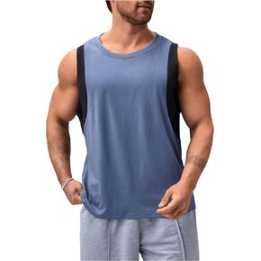 SweatyRocks Men's Heavyweight Color Block Round Neck Tank Top Plus Size Sleeveless Casual Vest Tops