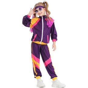 Boys Girls 80s Tracksuit Kids Hip Hop Costume Set Retro Street Dance Sportswear Outfit Kids 60s 70s Party Costume