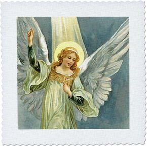 3dRose qs_35968_1 Angel in Beam of Heavenly Light-Quilt Square, 10 by 10-Inch
