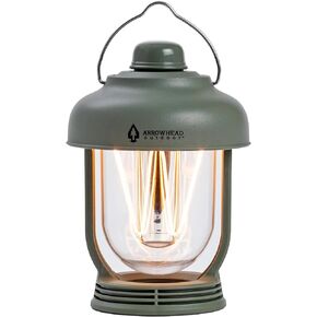 ARROWHEAD OUTDOOR 6-inch LED Camping Lantern, 4 Lighting Modes, USB-C Charging, IP6X, Max. 280 Lumens, Carabiner Included, Army Green