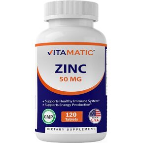 Vitamatic Zinc 50mg as Zinc Gluconate - Immunity Boosting Supplement 120 Tablets