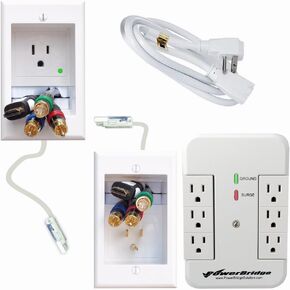 Solutions In Wall Cable Management PowerBridge ONE-CK-SP with Powerconnect for Wall-Mounted Flat Screen LED, LCD, and Plasma TV's with Surge Protector