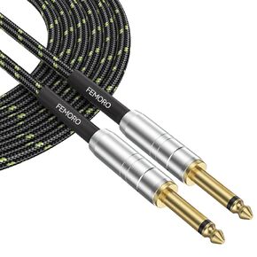FEMORO Instrument Cable 10 ft, Electric Guitar Cable 22AWG AMP Cord, 1/4 Inch Audio Chord 6.35mm TS Straight Guitar Cords Support Bass Speaker Electric Piano Sound Mixer Amplifier Microphone