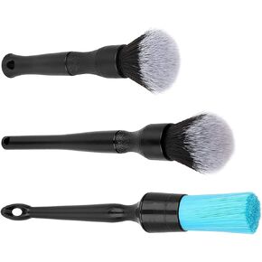 مجموعة فرش تفصيل السيارة من TINSKY، مجموعة فرش تفصيل السيارة من 3 قطع من الخنازير الطبيعية لتنظيف لوحة القيادة الداخلية والخارجية وشعارات فتحة التهوية وعجلات المقعد والمحرك وجوز العجلة باللونين الأسود والأزرق in Kuwait