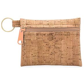 Cork Coin Purse with Key Ring and Natural Zipper