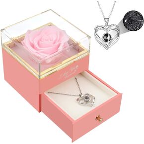 Vanleonet Mothers Day Rose Gifts Preserved Real Purple Rose with Purple Necklace, Gifts for Mom Grandma Wife Girlfriend, Gifts for Women I Love You Gifts for Her