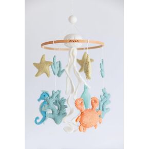 Ocean Mobile/Animal Mobile/Baby Room Decoration/Baby Crib Mobile/Jellyfish/Crab/Seahorse/Starfish